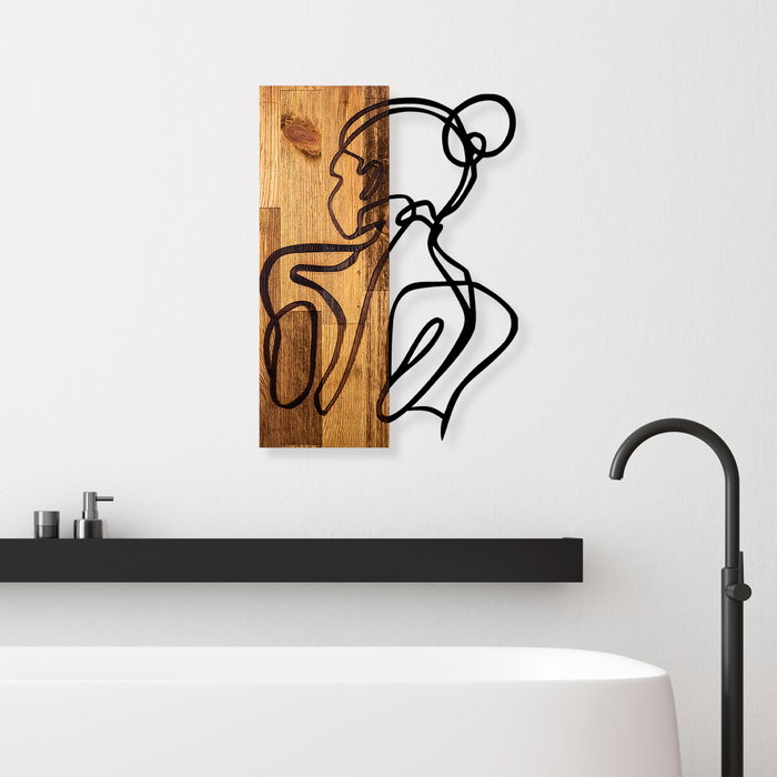 Wallity Woman Body - Escultura de pared en Negro y Nogal Claro